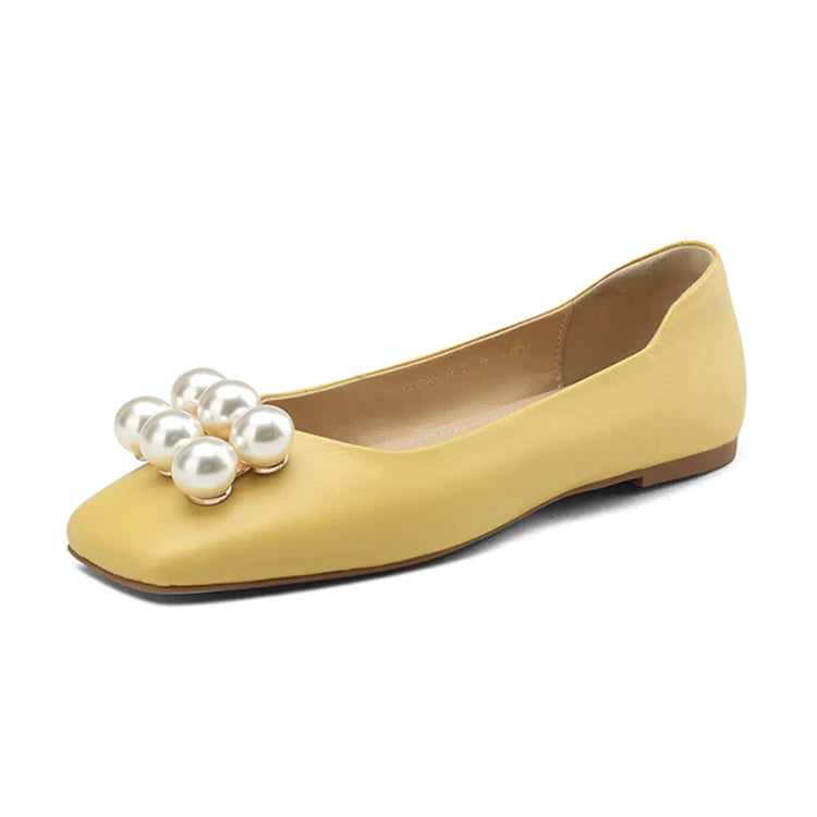 Ladies Leather Flats with Pearls