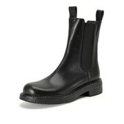 Isyou ibeauty Round Toe Leather Ankle Boots Short Boots Chelsea Boots Tube Boots Y2624 Boots Y2624 Black US5/EU34 Leather lining