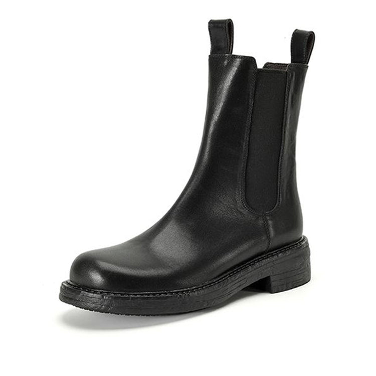 Isyou ibeauty Round Toe Leather Ankle Boots Short Boots Chelsea Boots Tube Boots Y2624 Boots Y2624 Black US5/EU34 Leather lining