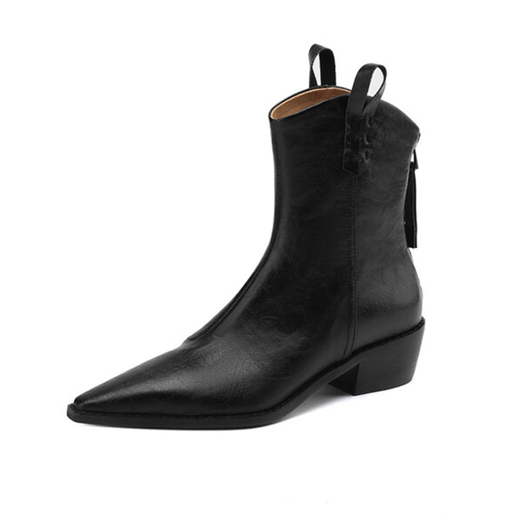 Isyou ibeauty Pointed Toe Leather Western Boots Cowboy Boots Ankle Boots Y2617 Boots Y2617