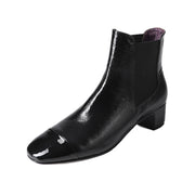 Isyou ibeauty Genuine Leather Chunky Heel Chelsea Boots Ankle Boots Y2566 Boots Y2566 Black US5/EU34