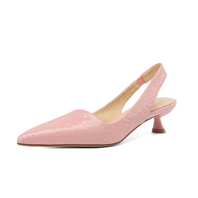 Ladies Pointy Toe Slingback Kitten Heel Pumps