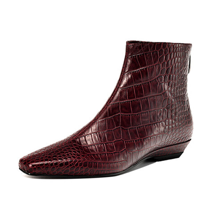 Ladies Pointed Toe Leather Ankle Boots Y2512 Ankle Boots Y2512 Maroon US5/EU34