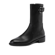 Isyou ibeauty Round Toe Leather Ankle Boots Short Boots Y2616 Boots Y2616 Black US5/EU34 Leather lining