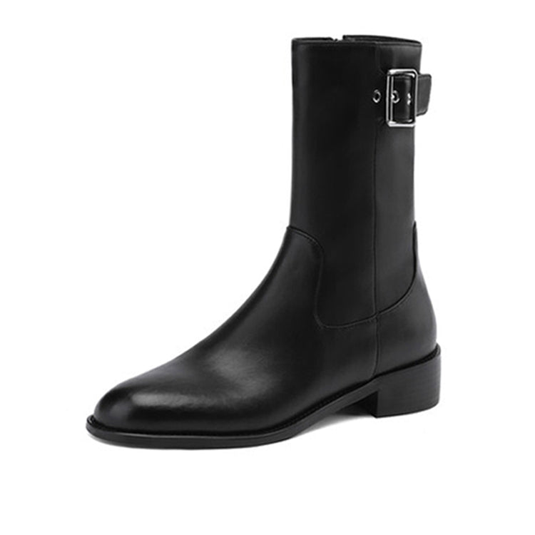 Isyou ibeauty Round Toe Leather Ankle Boots Short Boots Y2616 Boots Y2616 Black US5/EU34 Leather lining