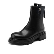 Isyou ibeauty Round Toe Leather Platform Short Boots Ankle Boots Tube Boots Y2622 Boots Y2622 Black US5/EU34 Leather lining