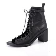 Ladies Strappy Block Heel Ankle Boots Ankle Boots Y2067 Black US5/EU34