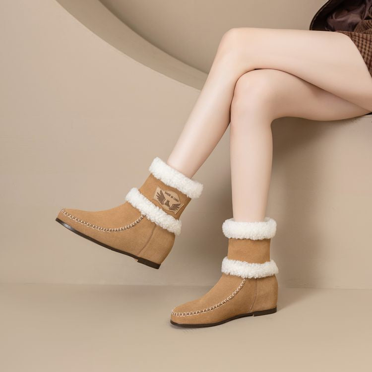 Isyou ibeauty Round Toe Suede Hidden Heel Ankle Boots Y2591