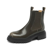 Isyou ibeauty Round Toe Leather Platform Tube Boots Ankle Boots Y2621 Boots Y2621 DarkOliveGreen US5/EU34