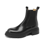 Isyou ibeauty Round Toe Leather Platform Tube Boots Ankle Boots Y2621 Boots Y2621 Black US5/EU34