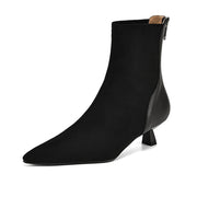 Isyou ibeauty Pointed Toe Kitten Heel Suede Ankle Boots Short Boots Y2599 Boots Y2599 Black US5/EU34 Leather lining