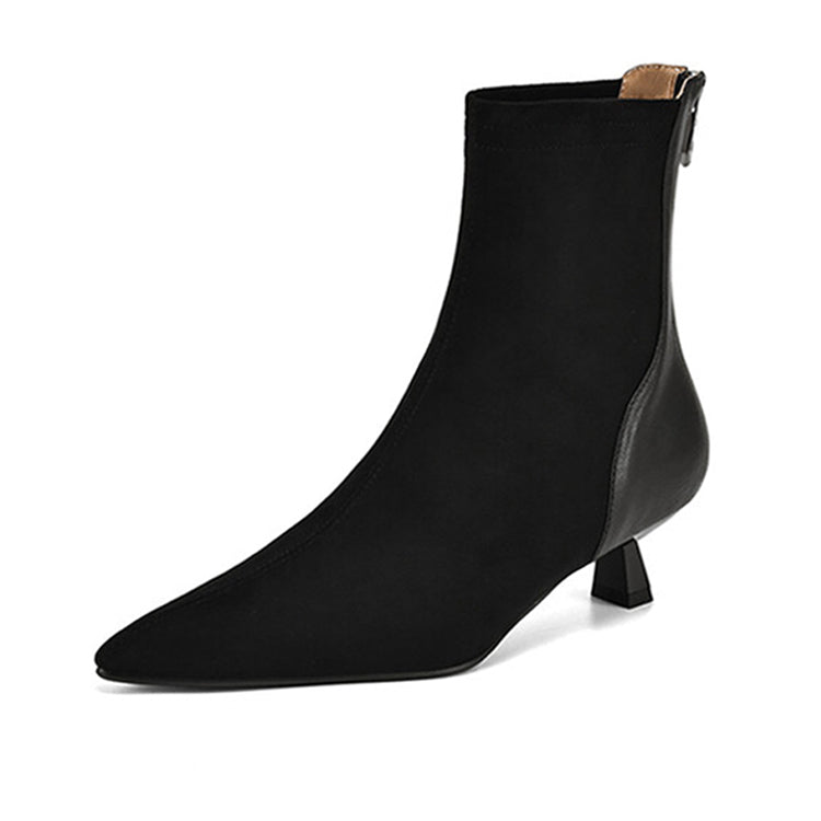 Isyou ibeauty Pointed Toe Kitten Heel Suede Ankle Boots Short Boots Y2599 Boots Y2599 Black US5/EU34 Leather lining