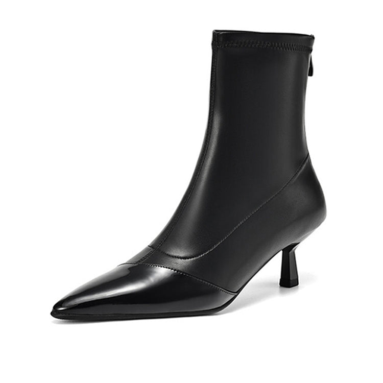 Isyou ibeauty Pointed Toe Kitten Heel Ankle Boots Short Boots Y2598 Boots Y2598 Black US5/EU34 Leather lining