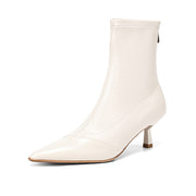 Isyou ibeauty Pointed Toe Kitten Heel Ankle Boots Short Boots Y2598 Boots Y2598 Beige US5/EU34 Leather lining