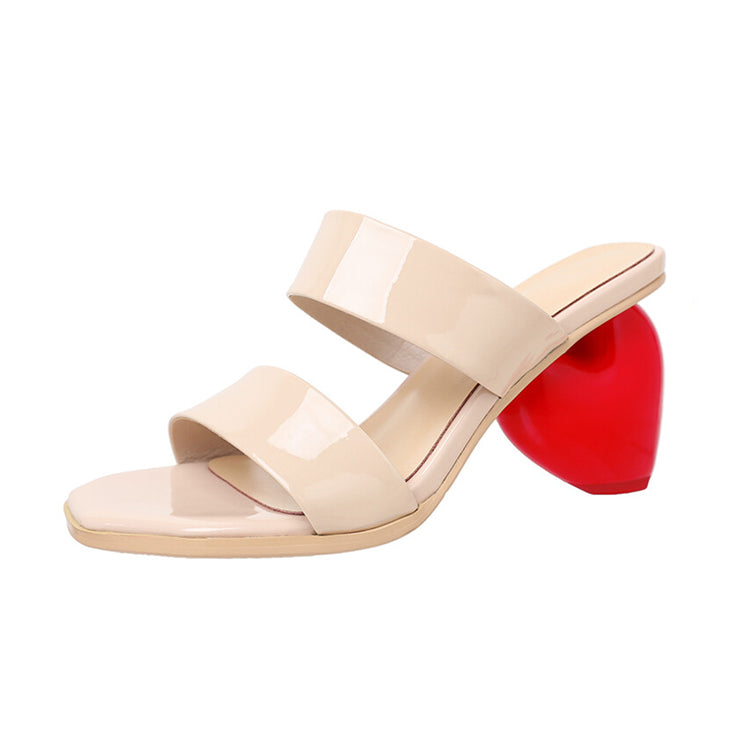 Ladies Open Toe Heart Heel Slide Sandals