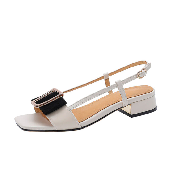 Ladies Bow Detail Block Low Heel Sandals