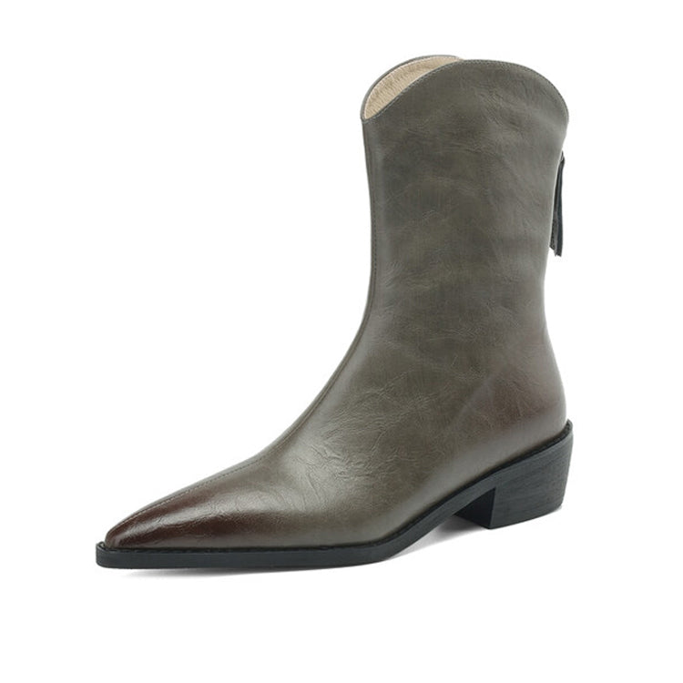 Isyou ibeauty Pointed Toe Thickened Fleece Lining Ankle Boots Y2582 Boots Y2582 Grey US5/EU34