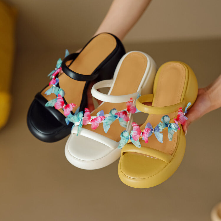 Butterfly Print Decoration Platform  Dress Sandals