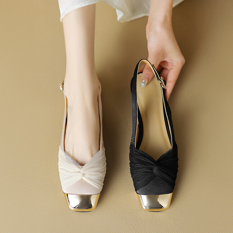 Ladies Cap Toe Slingback Flat Shoes