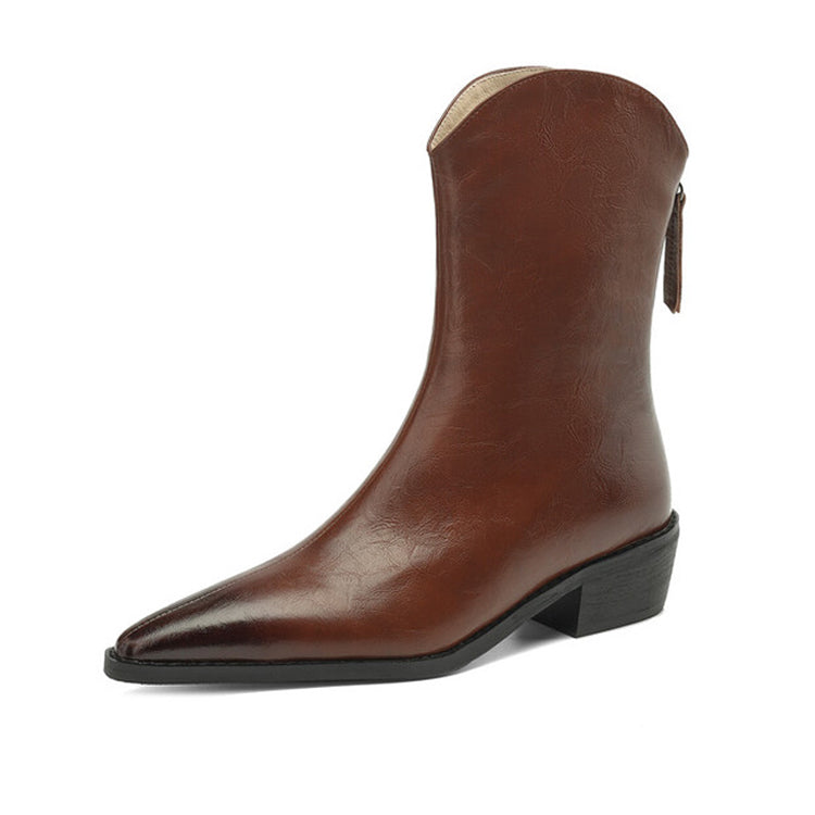 Isyou ibeauty Pointed Toe Thickened Fleece Lining Ankle Boots Y2582 Boots Y2582 Brown US5/EU34