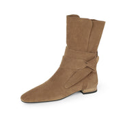 Women's Square Toe Suede Short Boots Ankle Boots Y2660 Boots Y2660 Khaki US5/EU34