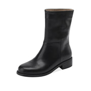 Isyou ibeauty Round Toe Leather Mid-Calf Boots Y2614 Boots Y2614