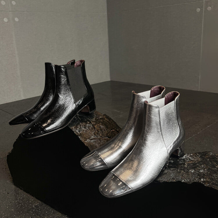 Isyou ibeauty Genuine Leather Chunky Heel Chelsea Boots Ankle Boots Y2566 Boots Y2566