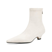 Women's Pointed Toe Wedge Heel Stretch Ankle Boots Y2548 Boots Y2548 Beige US5/EU34 Leather lining