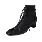 Isyou ibeauty Chunky Heel Genuine Leather Lacu-up Ankle Boots Y2570 Boots Y2570 Black US5/EU34