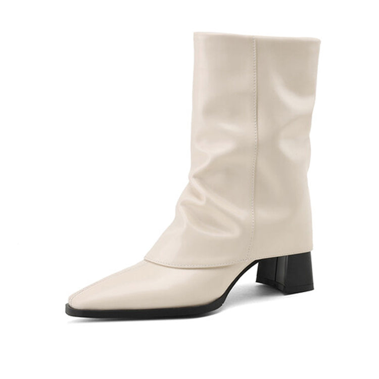 Isyou ibeauty Pointed Toe Chunky Heel Trousers Boots Ankle Boots Y2586 Boots Y2586 Beige US5/EU34