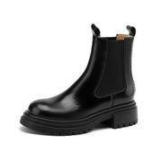Isyou ibeauty Round Toe Leather Platform Ankle Boots Tube Boots Y2620 Boots Y2620 Black US5/EU34 Leather lining
