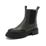 Isyou ibeauty Round Toe Leather Ankle Boots Tube Boots Platform Boots Y2619 Boots Y2619 Gray US5/EU34 Leather lining