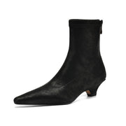 Women's Pointed Toe Wedge Heel Stretch Ankle Boots Y2548 Boots Y2548 Black US5/EU34 Leather lining