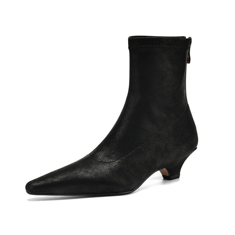 Women's Pointed Toe Wedge Heel Stretch Ankle Boots Y2548 Boots Y2548 Black US5/EU34 Leather lining