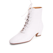 Women's Lace-up Leather Ankle Boots Short Boots Lace-up Boots Y2654 Boots Y2654 Beige US5/EU34