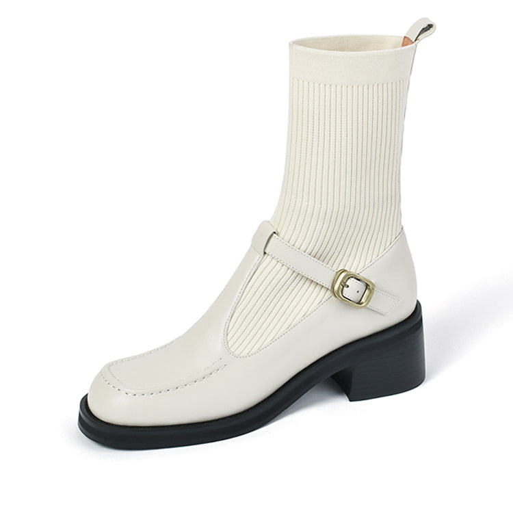 Ladies Leather Sock boots Boots Y2024 Beige US5/EU34