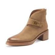 Ladies Pointed Toe Leather Ankle Boots Y2516 Boots Y2516 Brown US5/EU34