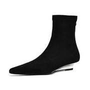 Women's Pointed Toe Wedge Heel Stretch Ankle Boots Y2546 Ankle Boots Y2546 Black US5/EU34 Leather lining