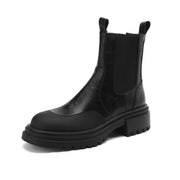 Isyou ibeauty Round Toe Leather Ankle Boots Tube Boots Platform Boots Y2619 Boots Y2619 Black US5/EU34 Leather lining
