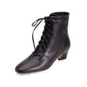 Women's Lace-up Leather Ankle Boots Short Boots Lace-up Boots Y2654 Boots Y2654 Black US5/EU34