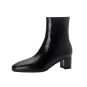 Isyou ibeauty Leather Block Heel Short Boots Ankle Boots Y2626 Boots Y2626 Black US5/EU34 Genuine Shearling