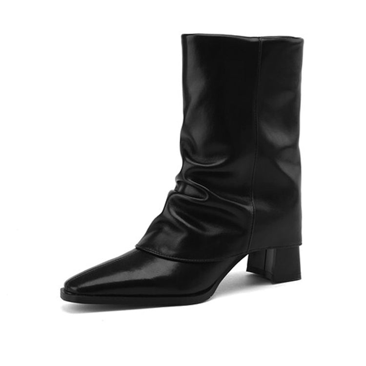 Isyou ibeauty Pointed Toe Chunky Heel Trousers Boots Ankle Boots Y2586 Boots Y2586 Black US5/EU34