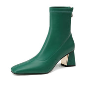 Isyou ibeauty Square Toe Chunky Heel Ankle Boots Y2557 Boots Y2557 Green US5/EU34