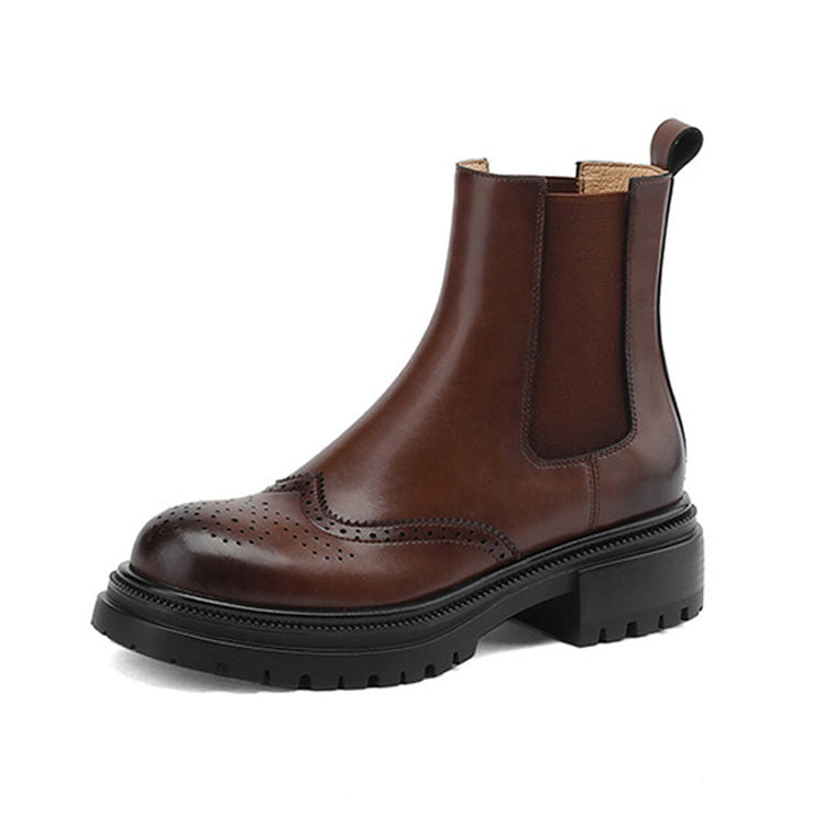 Isyou ibeauty Round Toe Leather Tube Boots Ankle Boots Short Boots Platform Boots Y2618 Boots Y2618 Brown US5/EU34 Leather lining