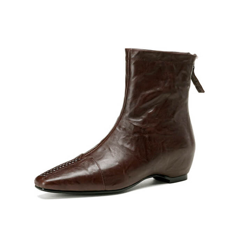 Women's Pointed-Toe Ankle Boots with Hidden Heel Y2736 Boots Y2736 Brown Leather lining US5/EU34