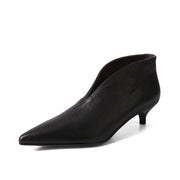 Isyou ibeauty Genuine Leather Kitten Heel Ankle Boots Y2567 Boots Y2567 Black US5/EU34