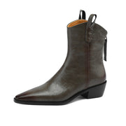 Isyou ibeauty Pointed Toe Leather Western Boots Cowboy Boots Ankle Boots Y2617 Boots Y2617 DarkGrey US5/EU34 Leather lining