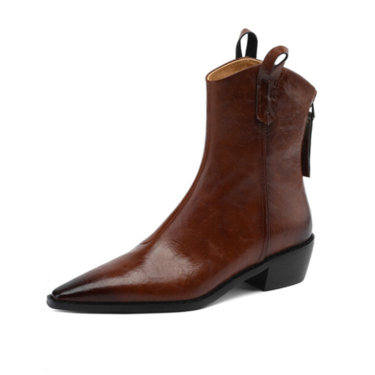 Isyou ibeauty Pointed Toe Leather Western Boots Cowboy Boots Ankle Boots Y2617 Boots Y2617 Brown US5/EU34 Leather lining
