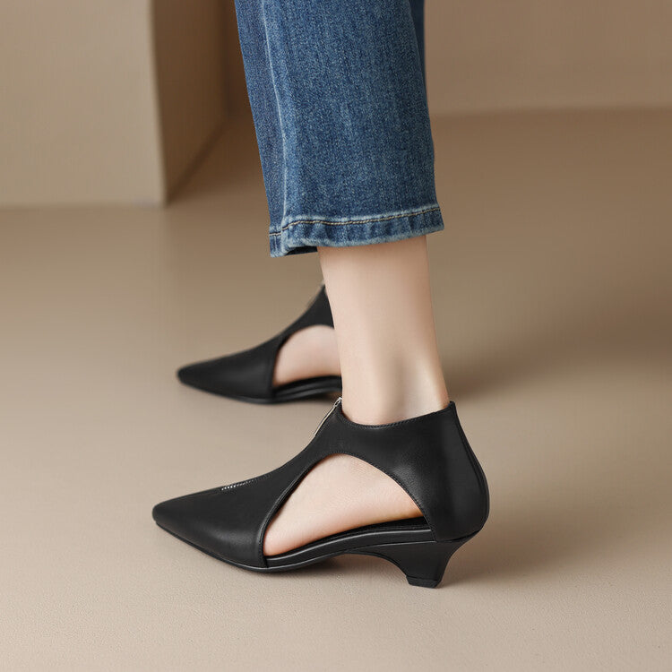 Ladies  Pointy Toe Block Low Heel Sandal Boots