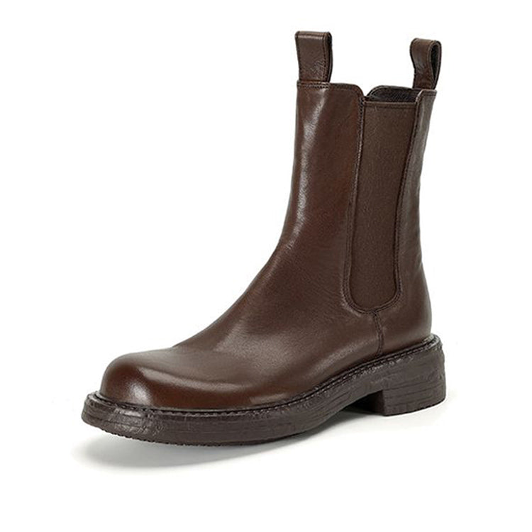Isyou ibeauty Round Toe Leather Ankle Boots Short Boots Chelsea Boots Tube Boots Y2624 Boots Y2624 Brown US5/EU34 Leather lining